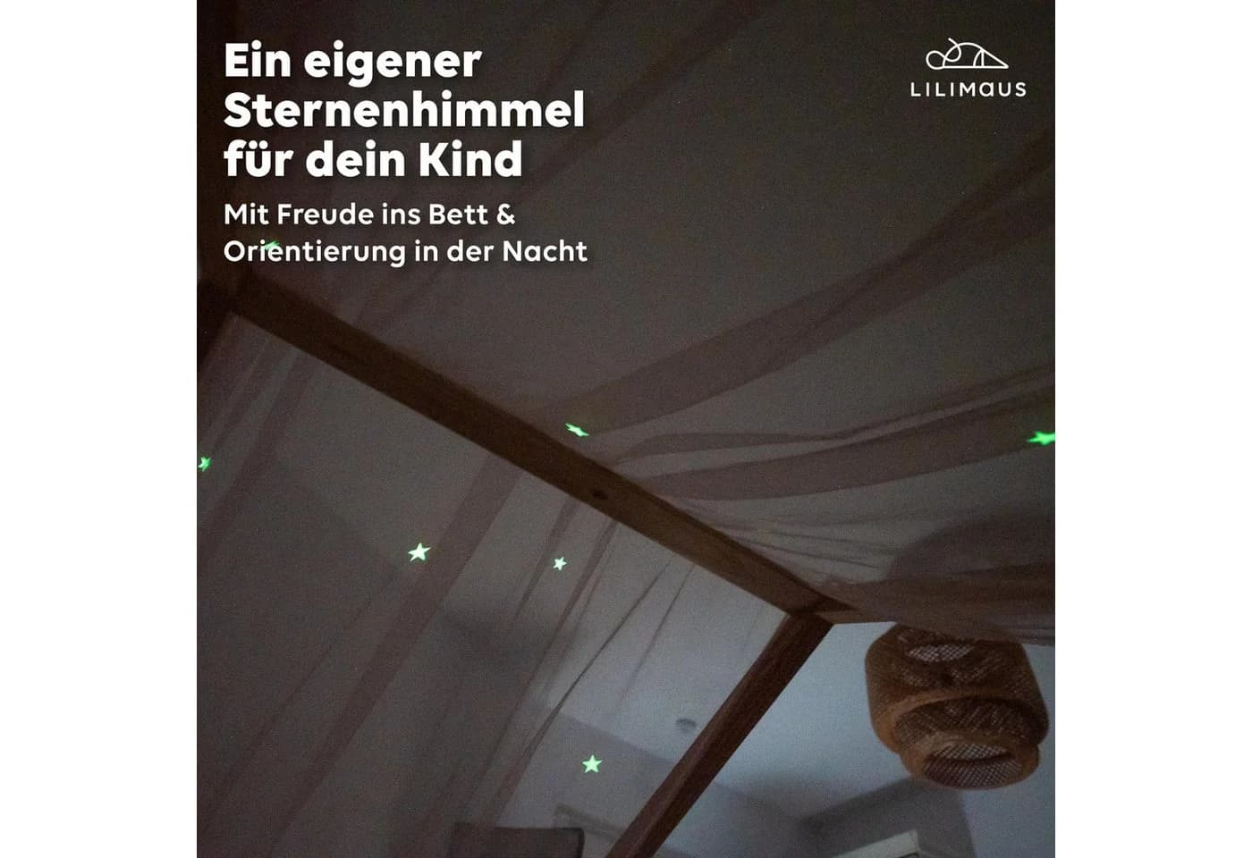 lilimaus Betthimmel Leuchtender Betthimmel mit Sternen für Kinder Hausbetten - Bild 1
