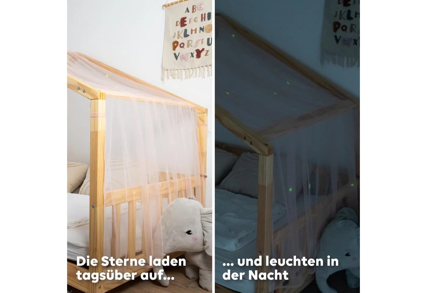 lilimaus Betthimmel Leuchtender Betthimmel mit Sternen für Kinder Hausbetten - Bild 3