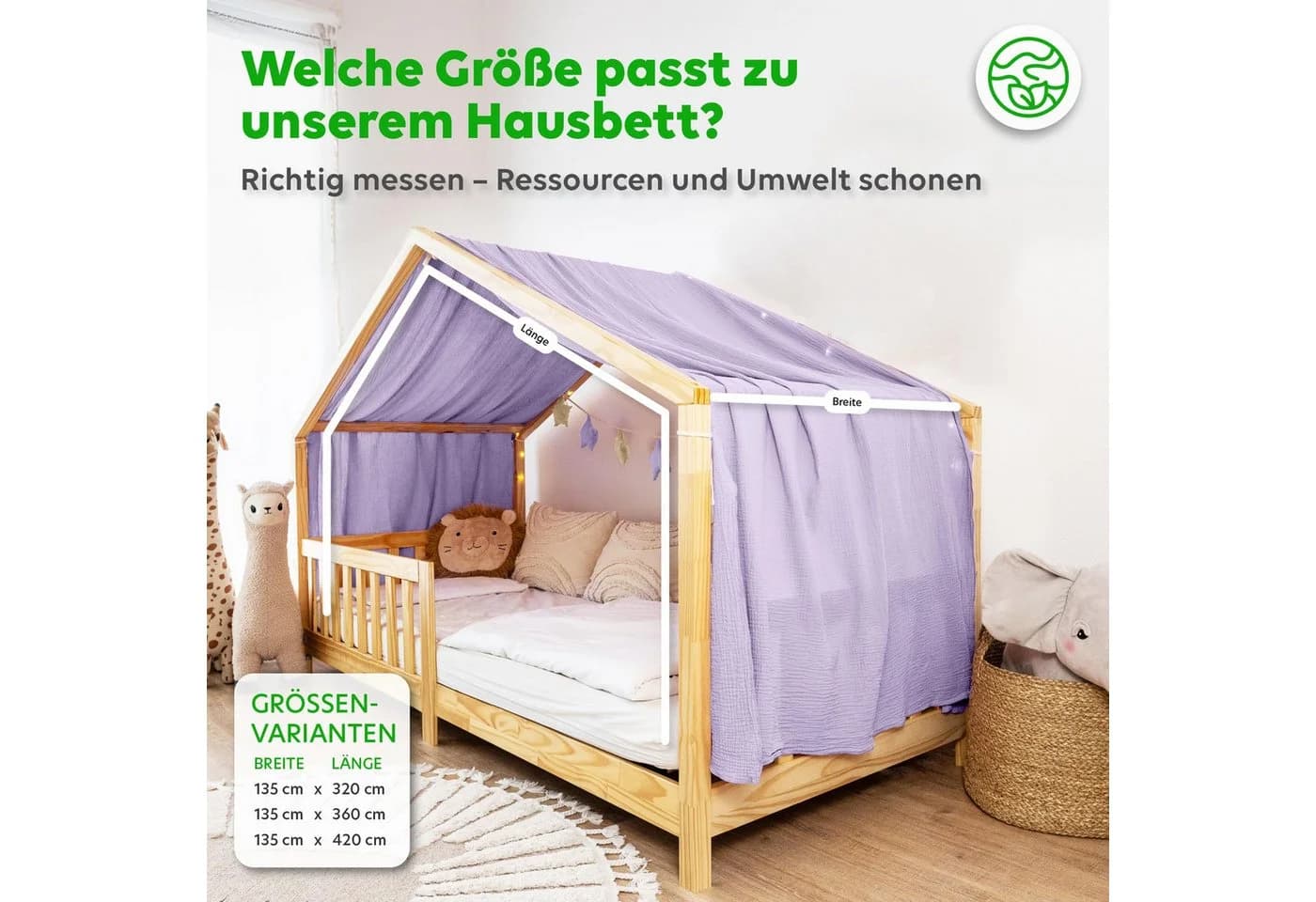 lilimaus Betthimmel Hausbett Musselin Flieder Deko - Bild 4