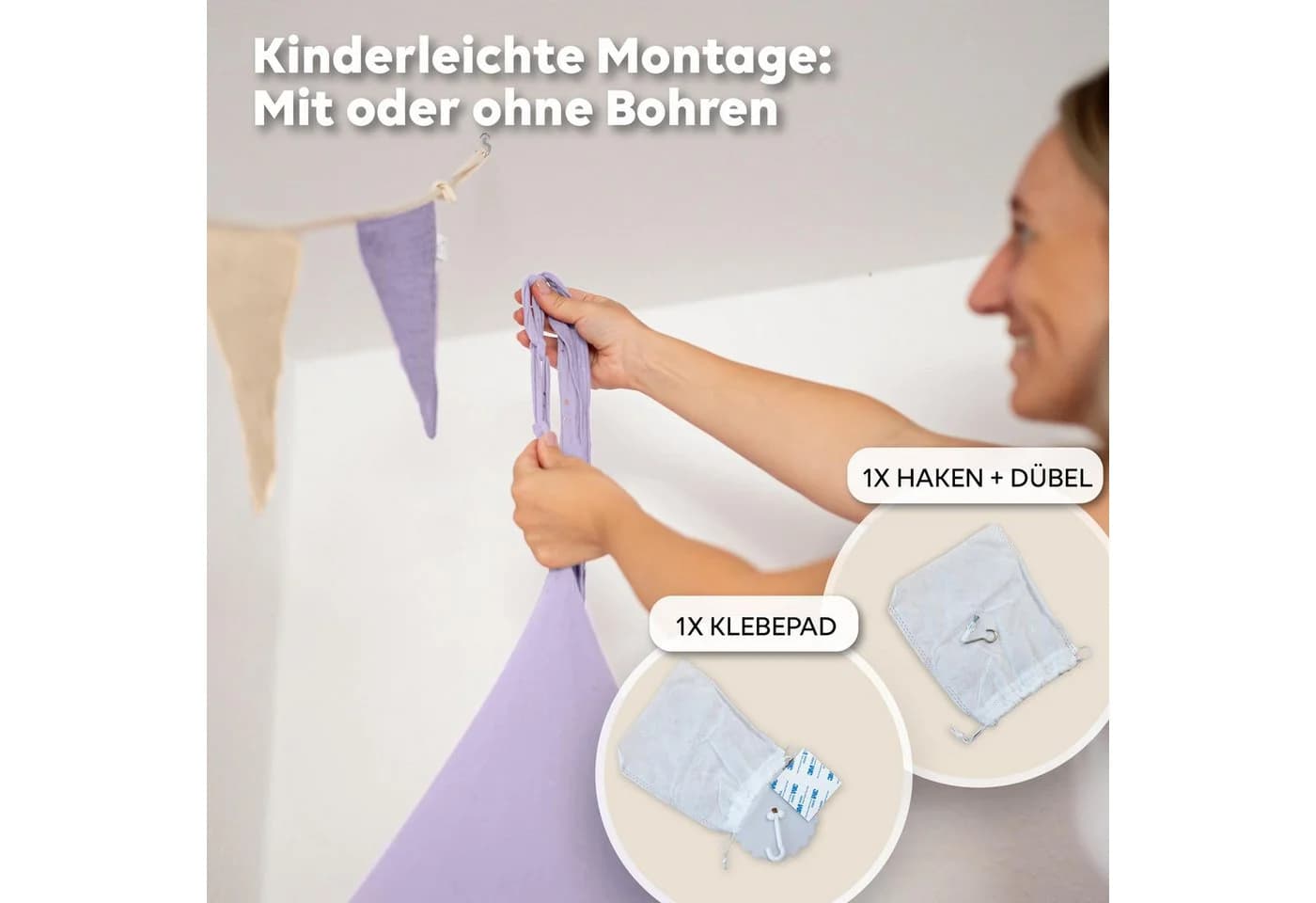 lilimaus Betthimmel Kinderzimmer 100% Baumwolle Flieder Gold Applikation - Bild 4