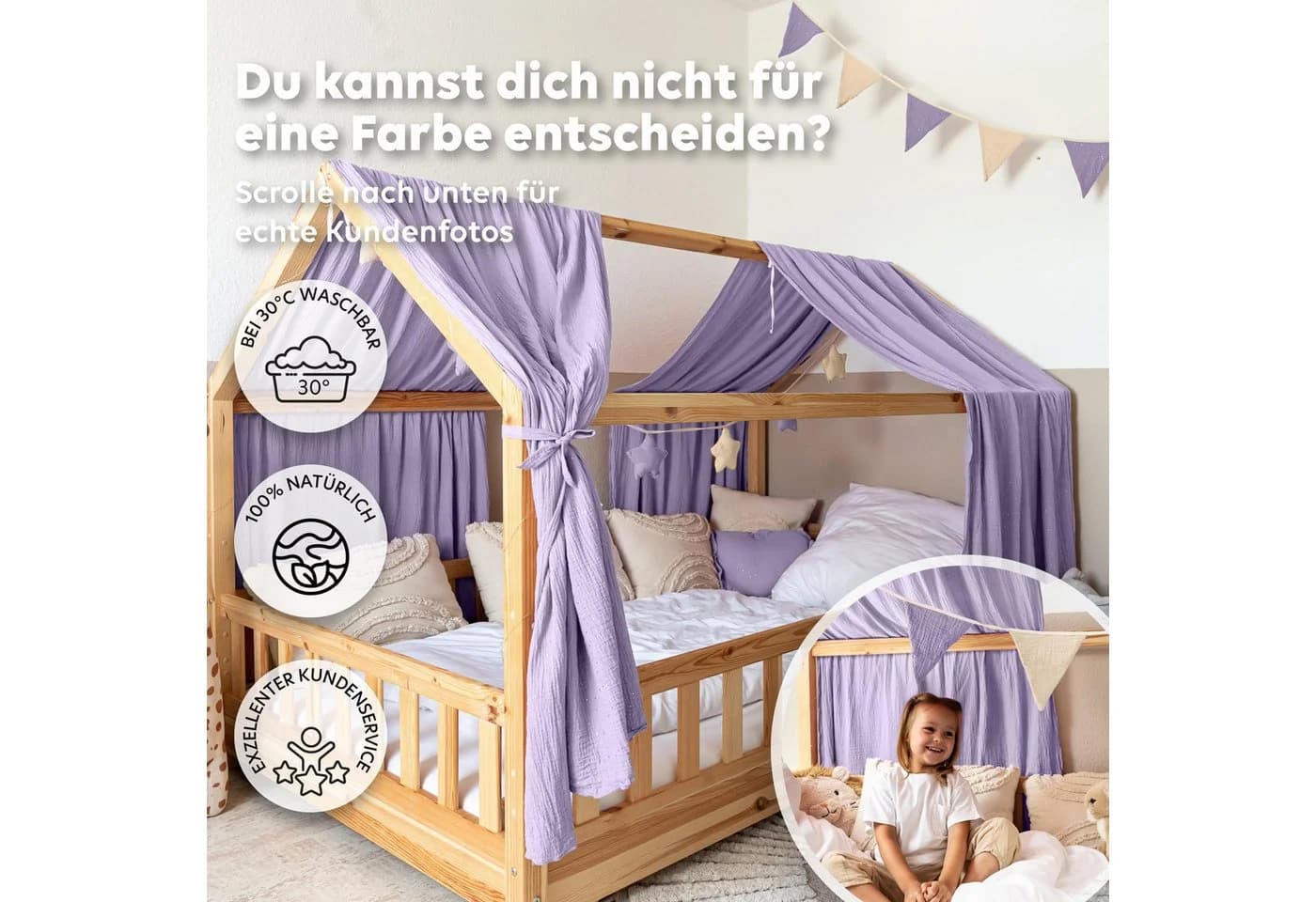 lilimaus Betthimmel Hausbett Gold 100% Musselin Baumwolle - Bild 5