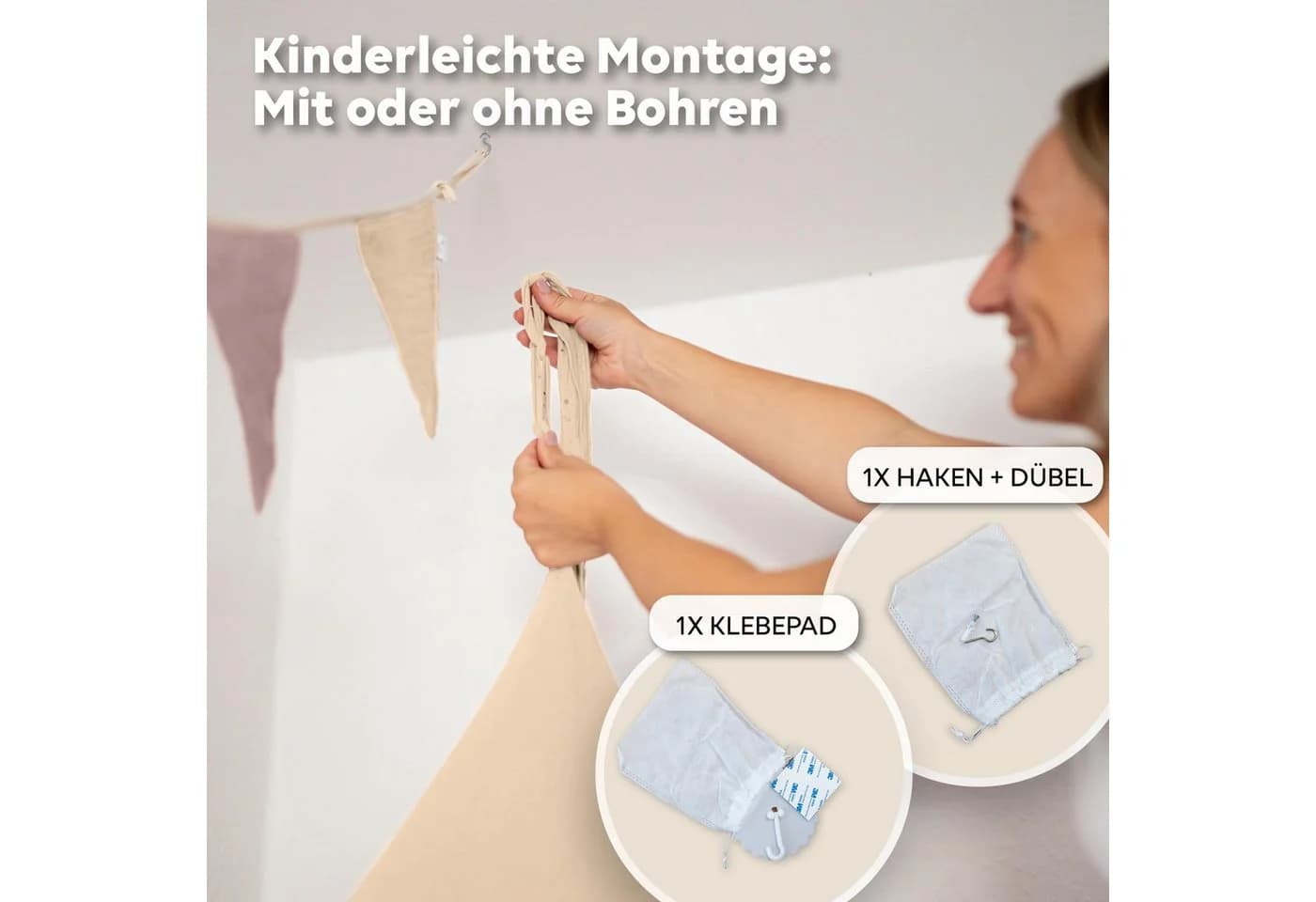 lilimaus Betthimmel Kinderzimmer 100% Baumwolle Creme Gold Applikation - Bild 4