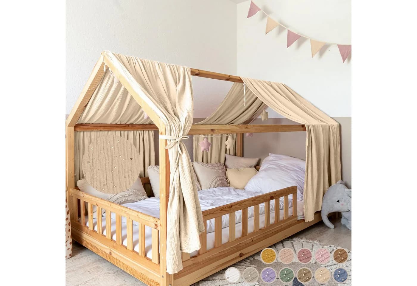 lilimaus Betthimmel Musselin Hausbett mit Gold Applikation - Bild 2
