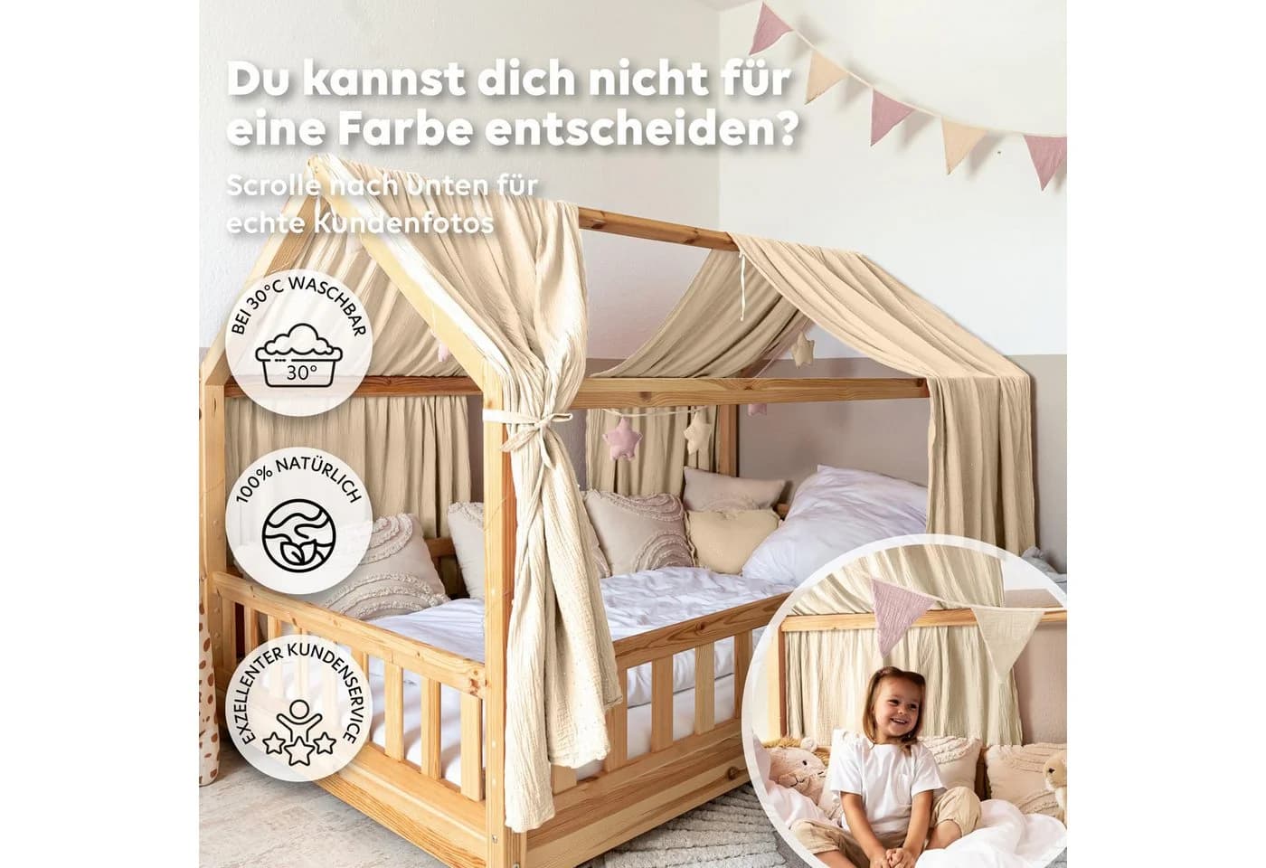 lilimaus Betthimmel Musselin Hausbett mit Gold Applikation - Bild 5