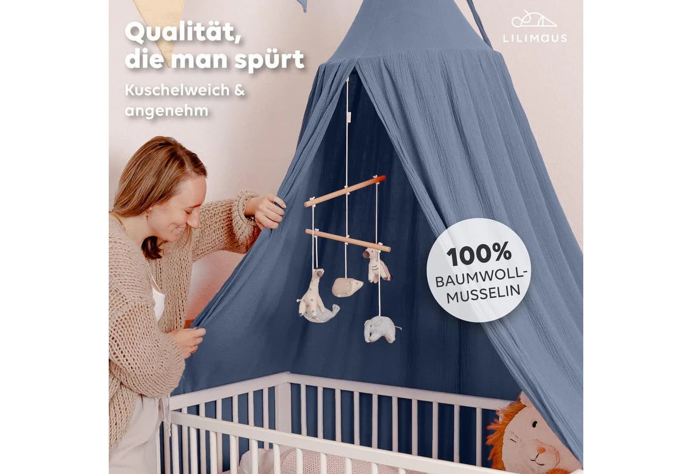 lilimaus Betthimmel für Baby- und Kinderbetten, Hochwertiger Baldachin - Bild 1