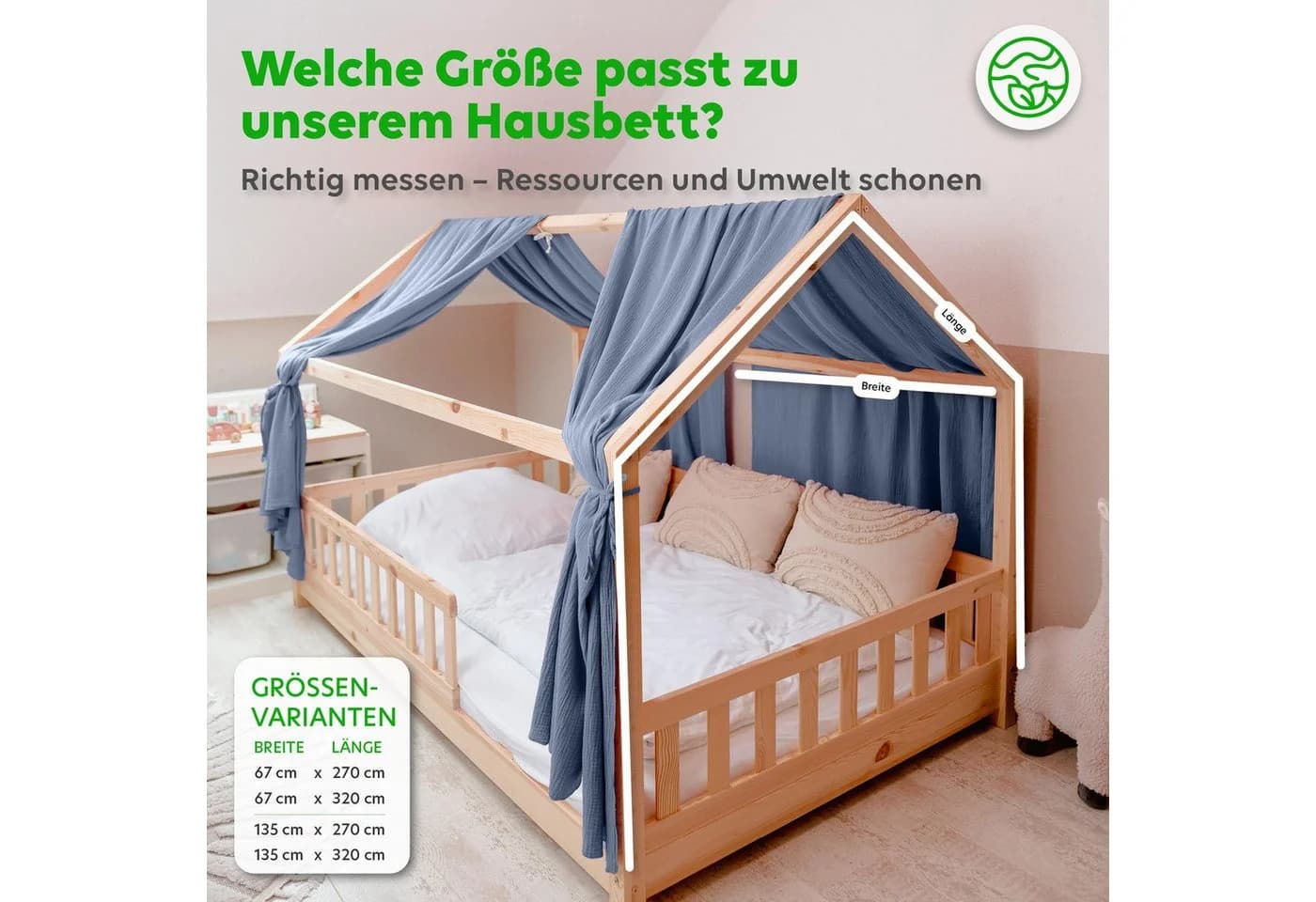 lilimaus Betthimmel Hausbett 2er Set Baumwolle Musselin Blau - Bild 4