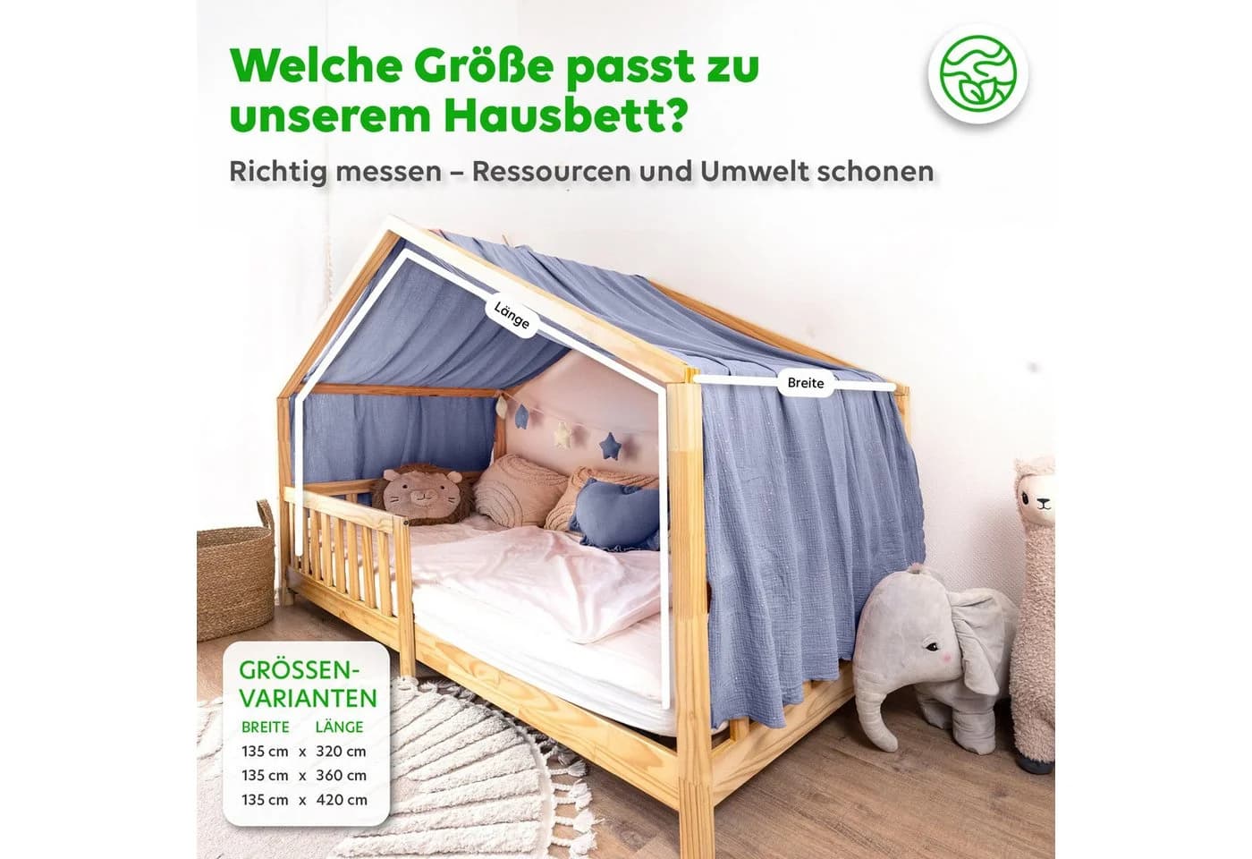 lilimaus Betthimmel Musselin Hausbett Himmel Kinderzimmer Baumwolle mit Gold - Bild 4