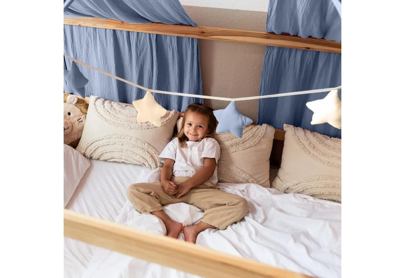 lilimaus Wimpelkette Handgemachte Wimpelkette für Kinderzimmer aus Musselin Baumwolle - Bild 4