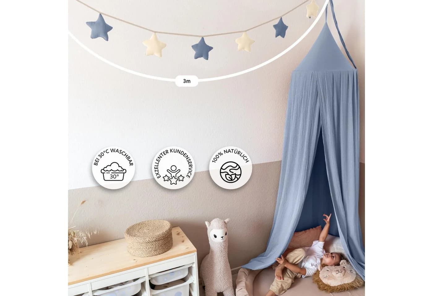 lilimaus Wimpelkette Handgemachte Wimpelkette für Kinderzimmer aus Musselin Baumwolle - Bild 5
