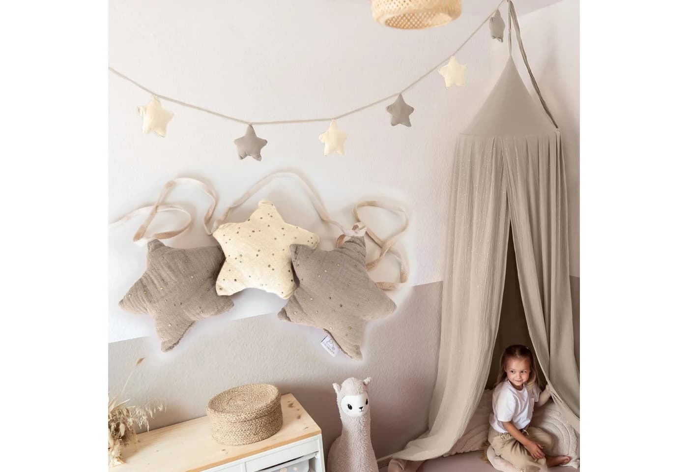 lilimaus Wimpelkette Sternenkette Beige/Gold ca. 300 cm - Bild 2