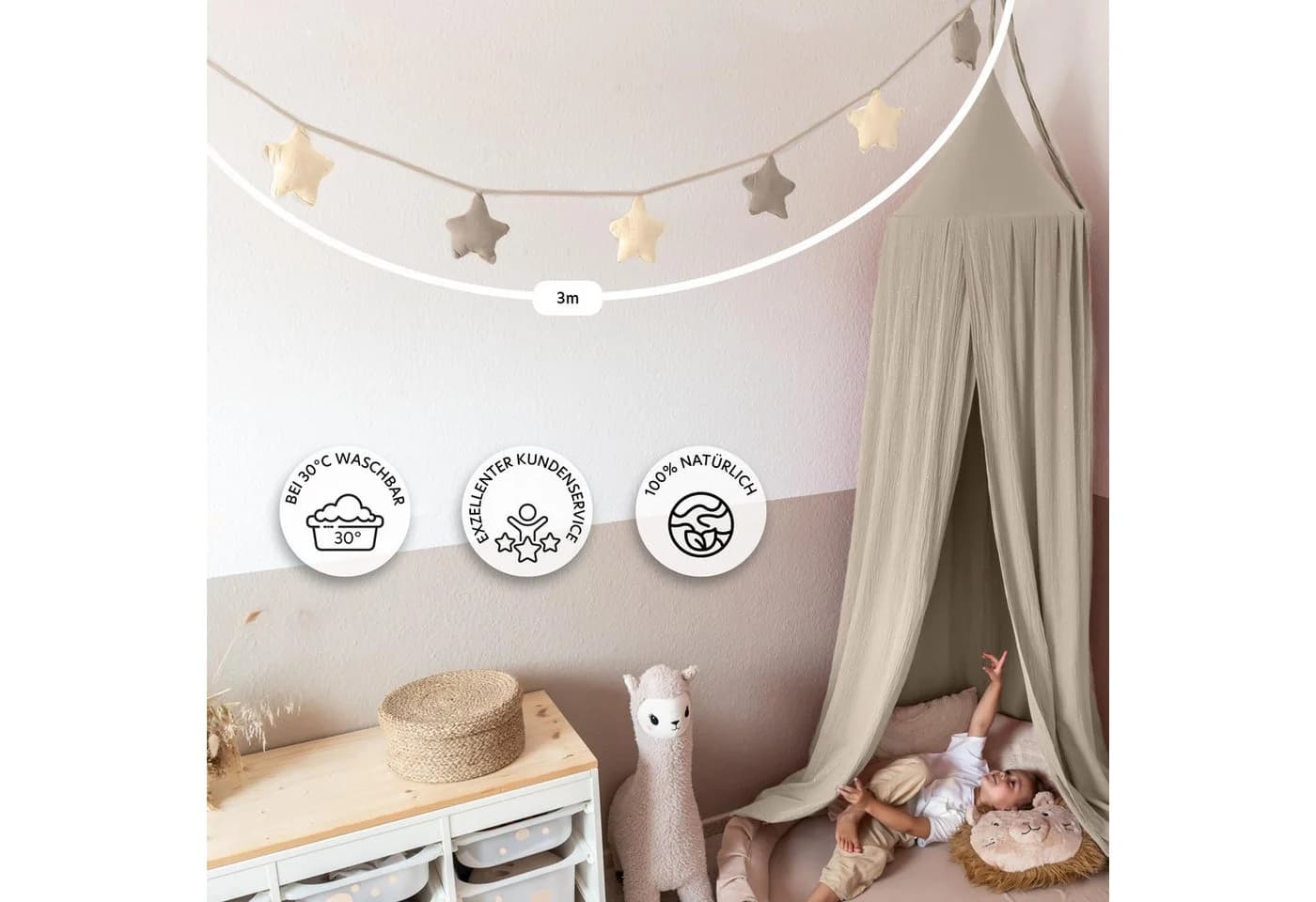 lilimaus Wimpelkette Sternenkette Beige/Gold ca. 300 cm - Bild 5