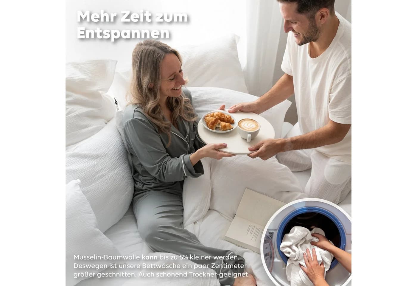 lilimaus Musselin Bettwäsche Set 100% Baumwolle Weiß - Bild 5