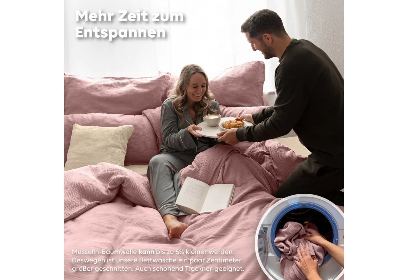 lilimaus Musselin-Bettwäsche Set Rosa 100% Baumwolle - Bild 5