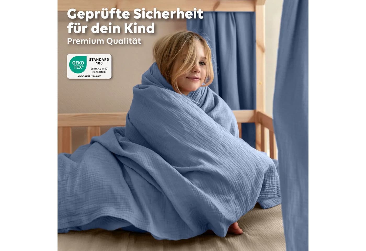 lilimaus Kinderbettwäsche Musselin Blau 100% Baumwolle - Bild 5