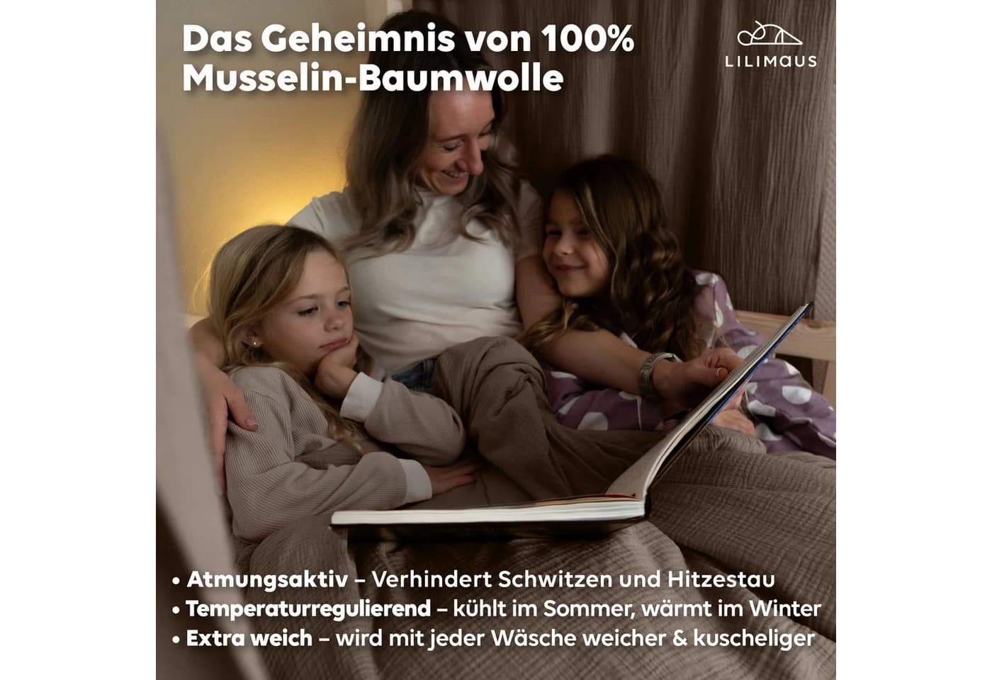 lilimaus Kinderbettwäsche Musselin Beige 100% Baumwolle - Bild 3