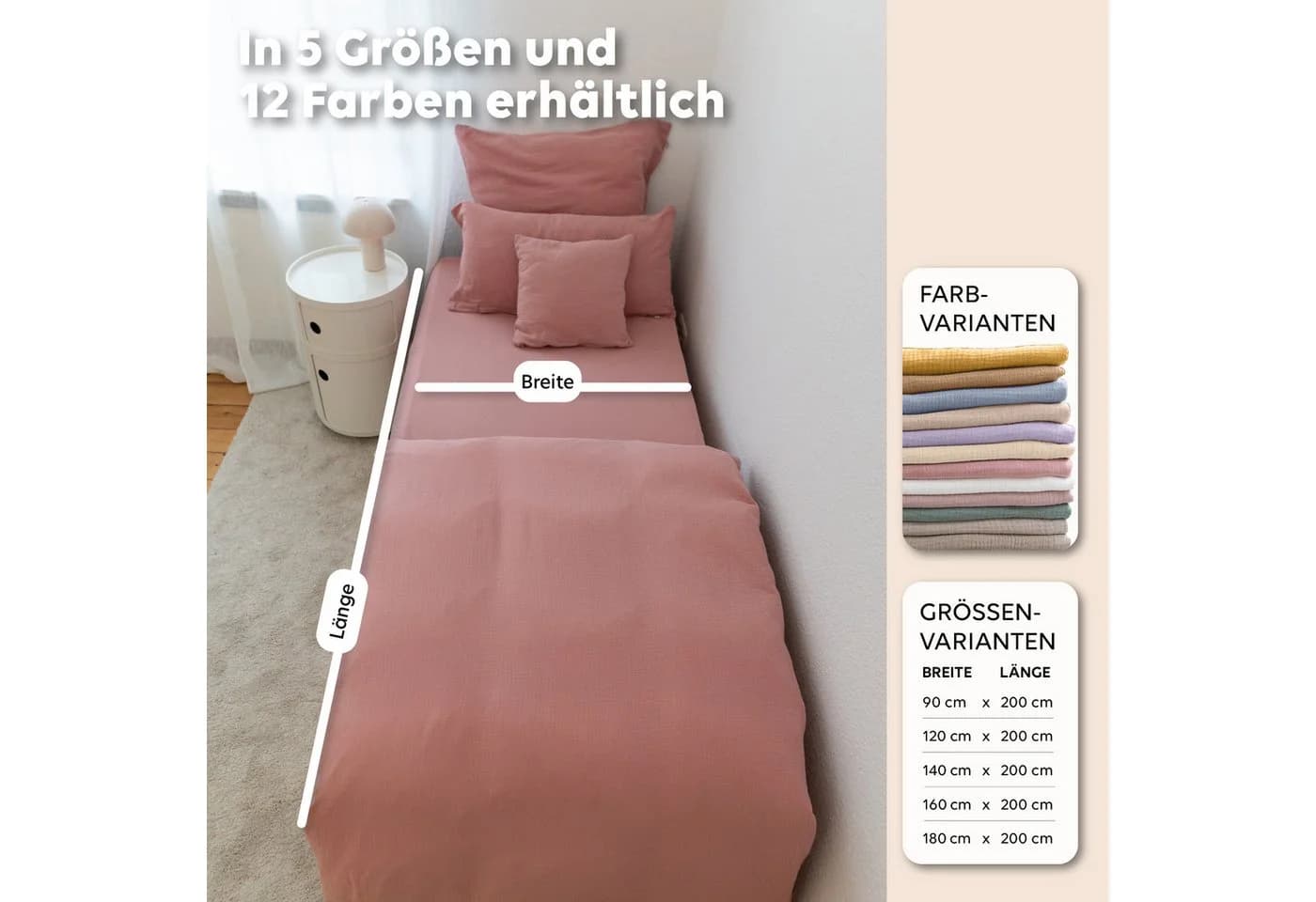 lilimaus Spannbettlaken Musselin Rosa 100% Baumwolle - Bild 5