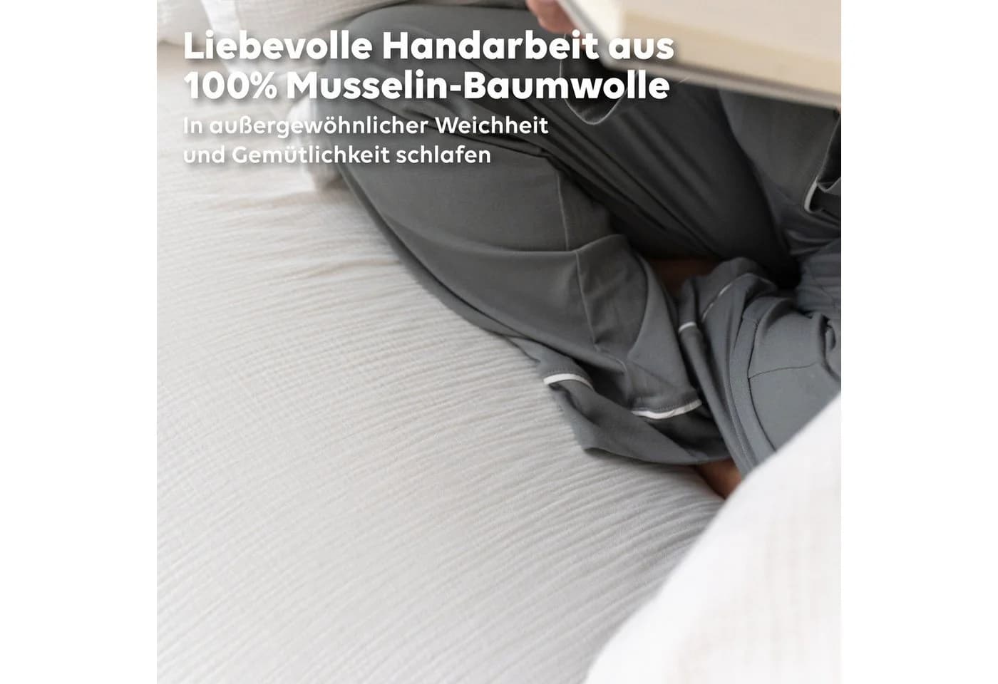 lilimaus Spannbettlaken Musselin 100% Baumwolle Weiß - Bild 3