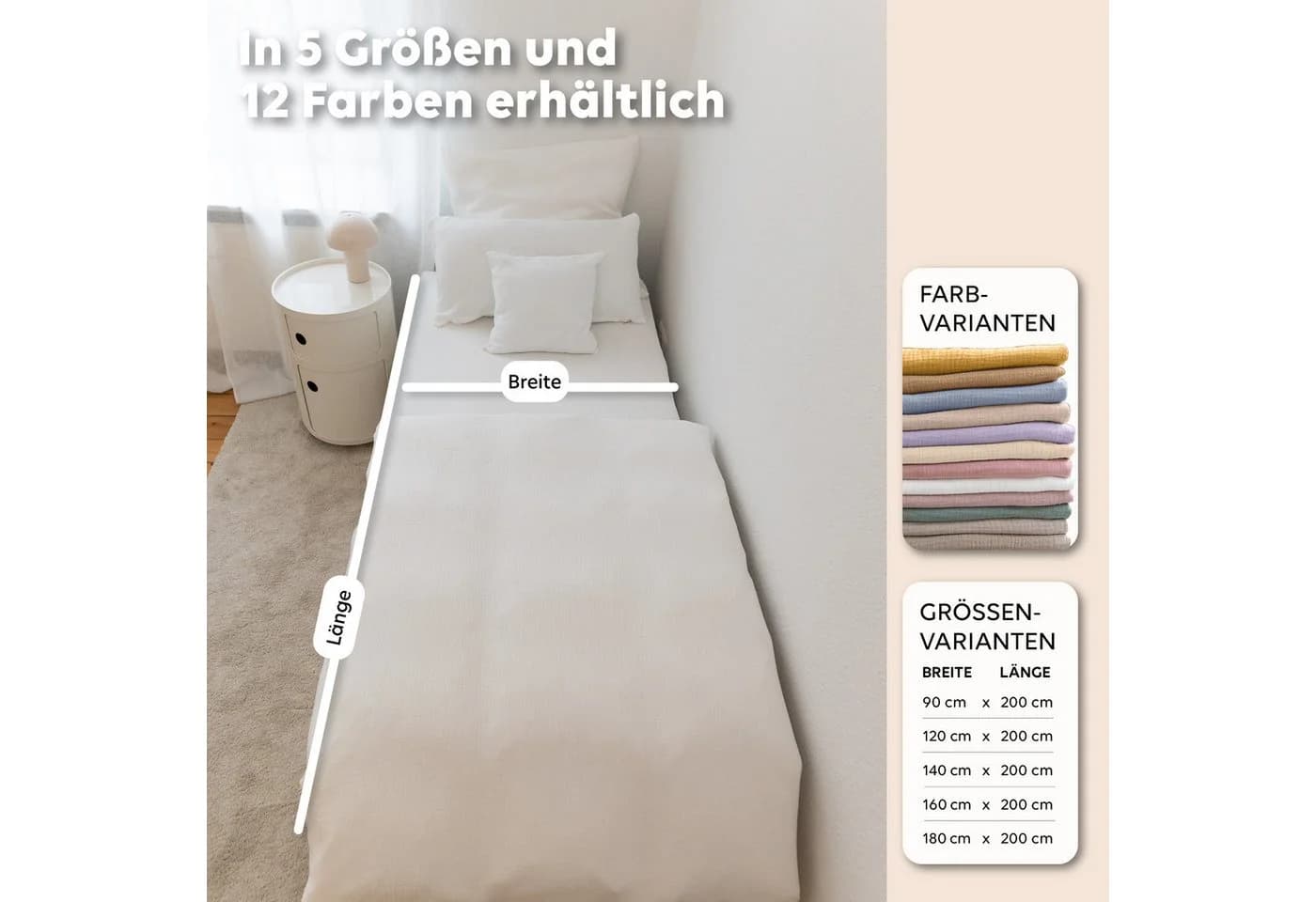 lilimaus Spannbettlaken Musselin 100% Baumwolle Weiß - Bild 5