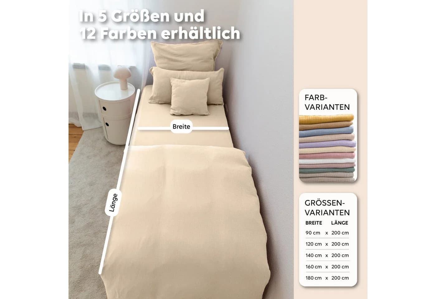 lilimaus Spannbettlaken Musselin Beige 100% Baumwolle - Bild 5