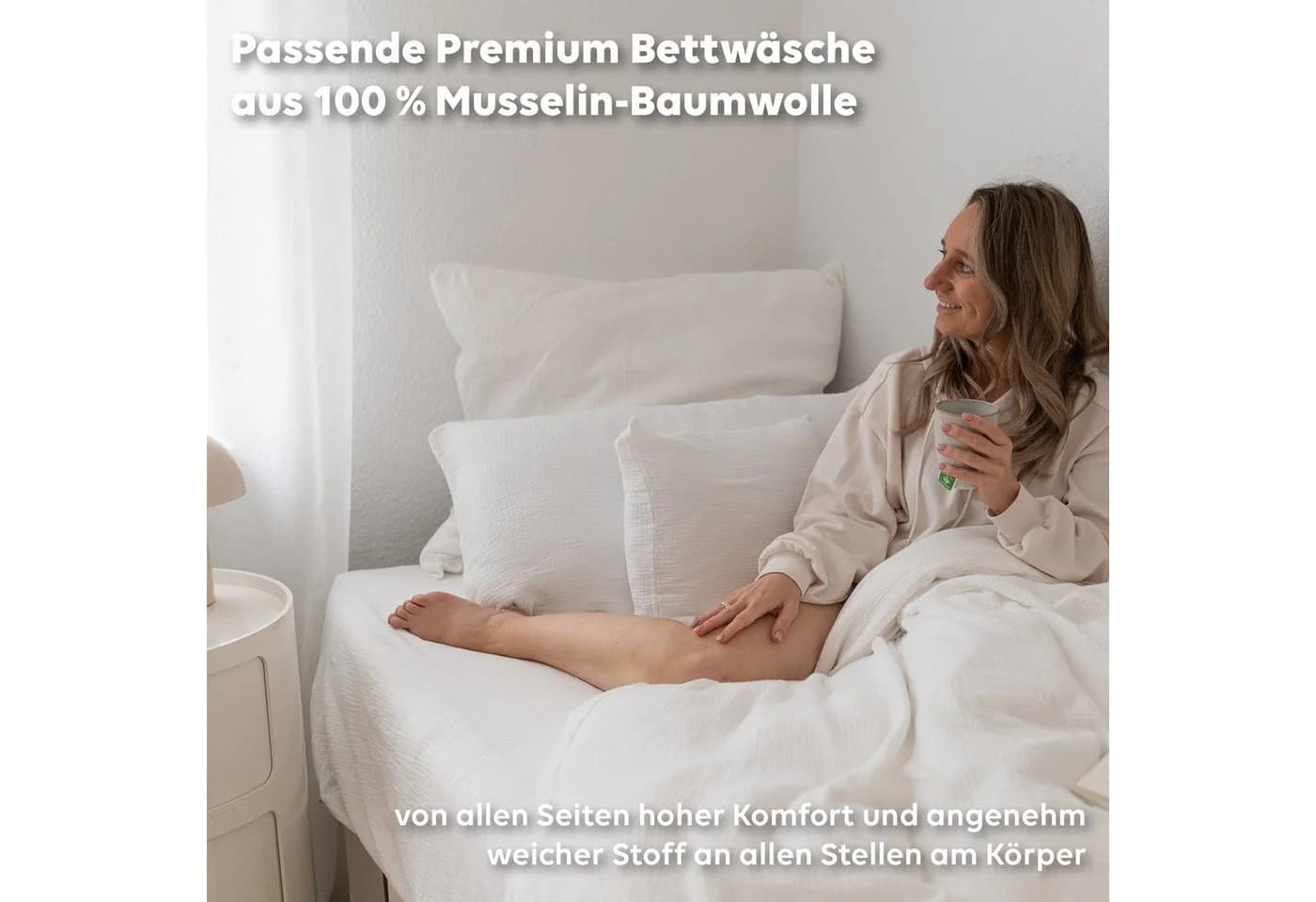 lilimaus Spannbettlaken Musselin Weiß Rundum-Gummizug - Bild 5