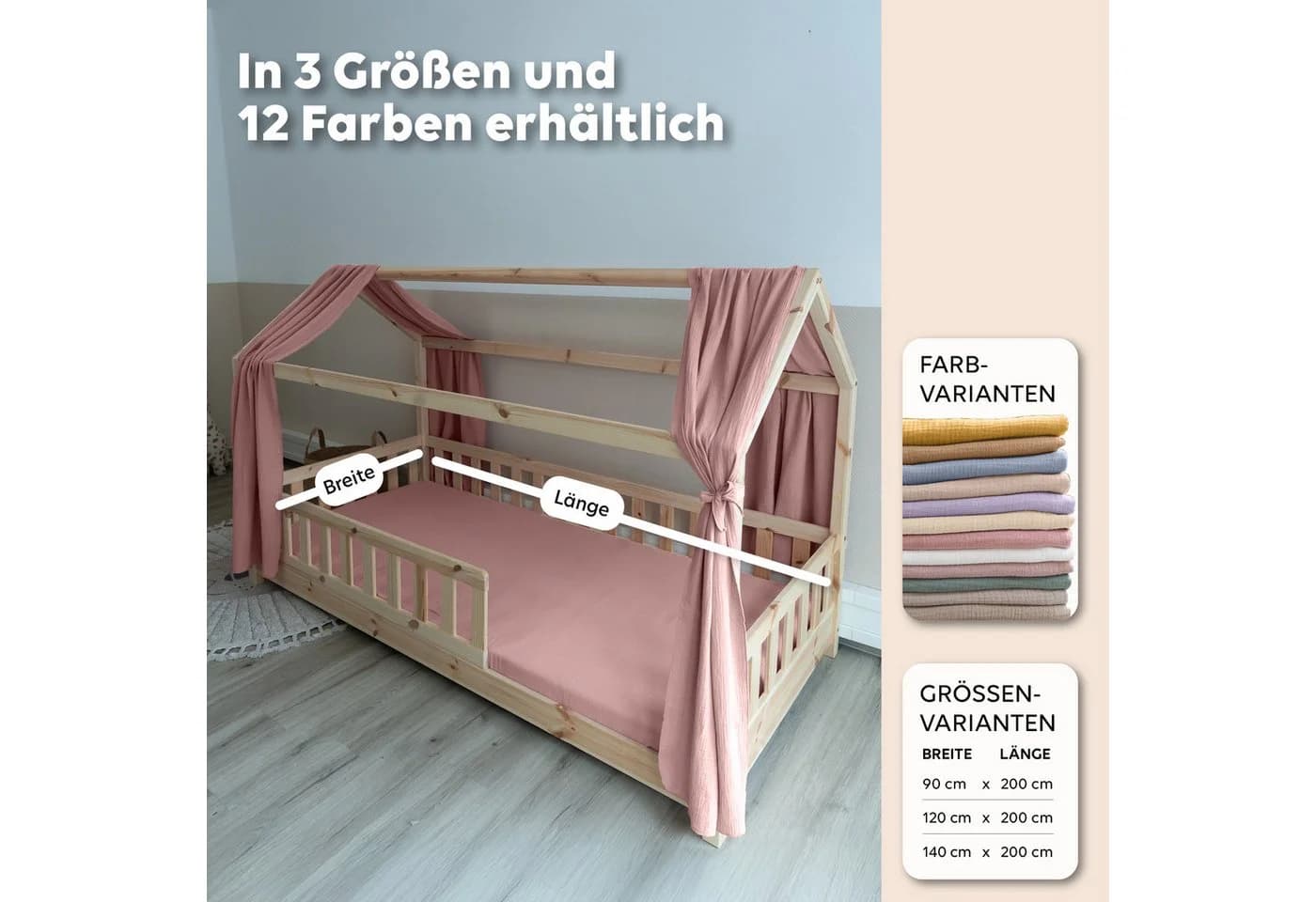 lilimaus Spannbettlaken Musselin Baby Rosa 60x120 70x140 - Bild 5