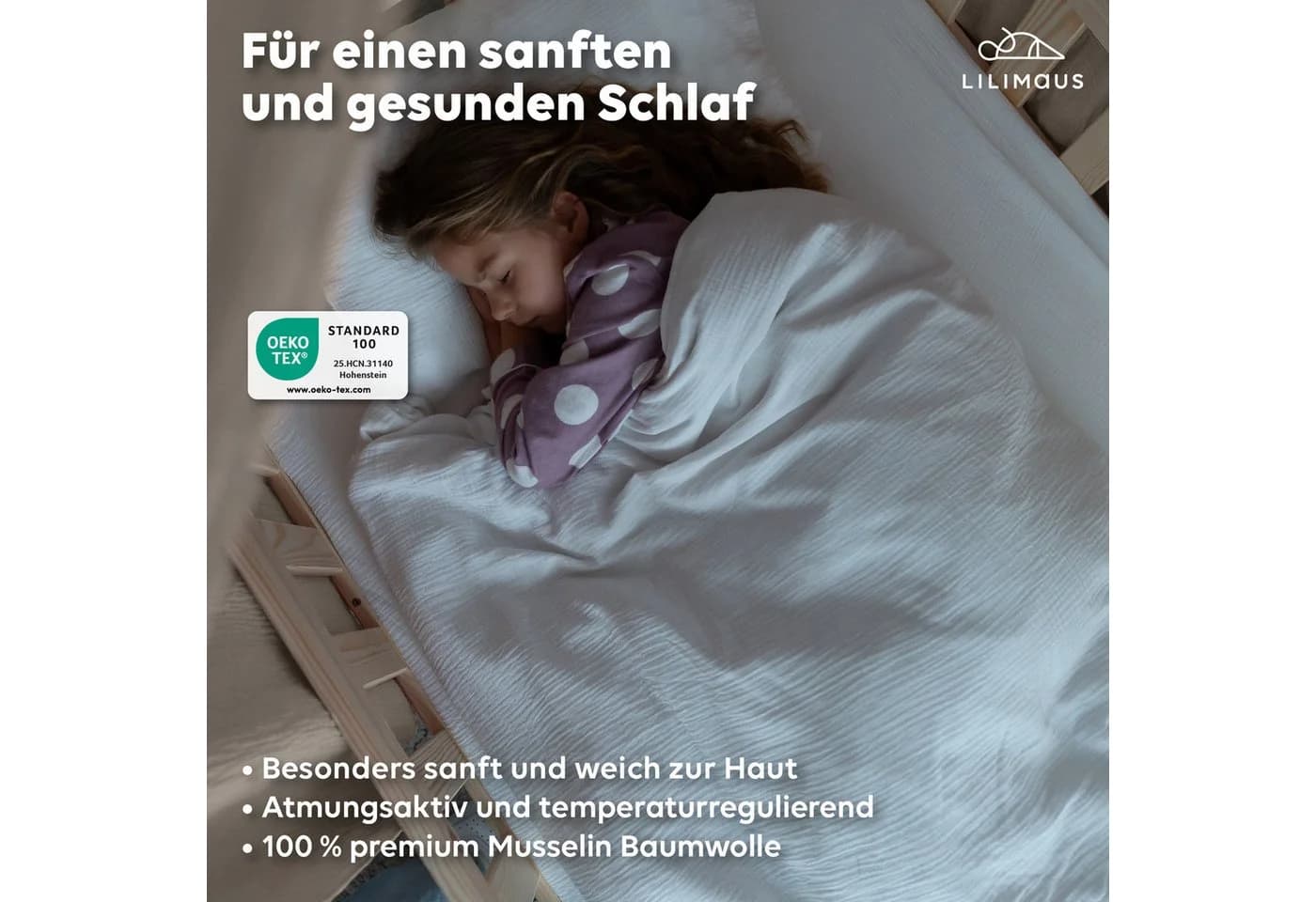 lilimaus Spannbettlaken Musselin Weiß Rundum-Gummizug