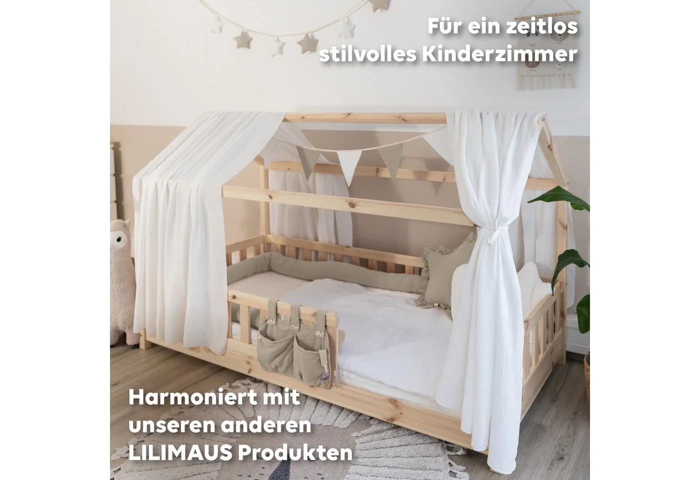 lilimaus Spannbettlaken Musselin Weiß Rundum-Gummizug - Bild 5