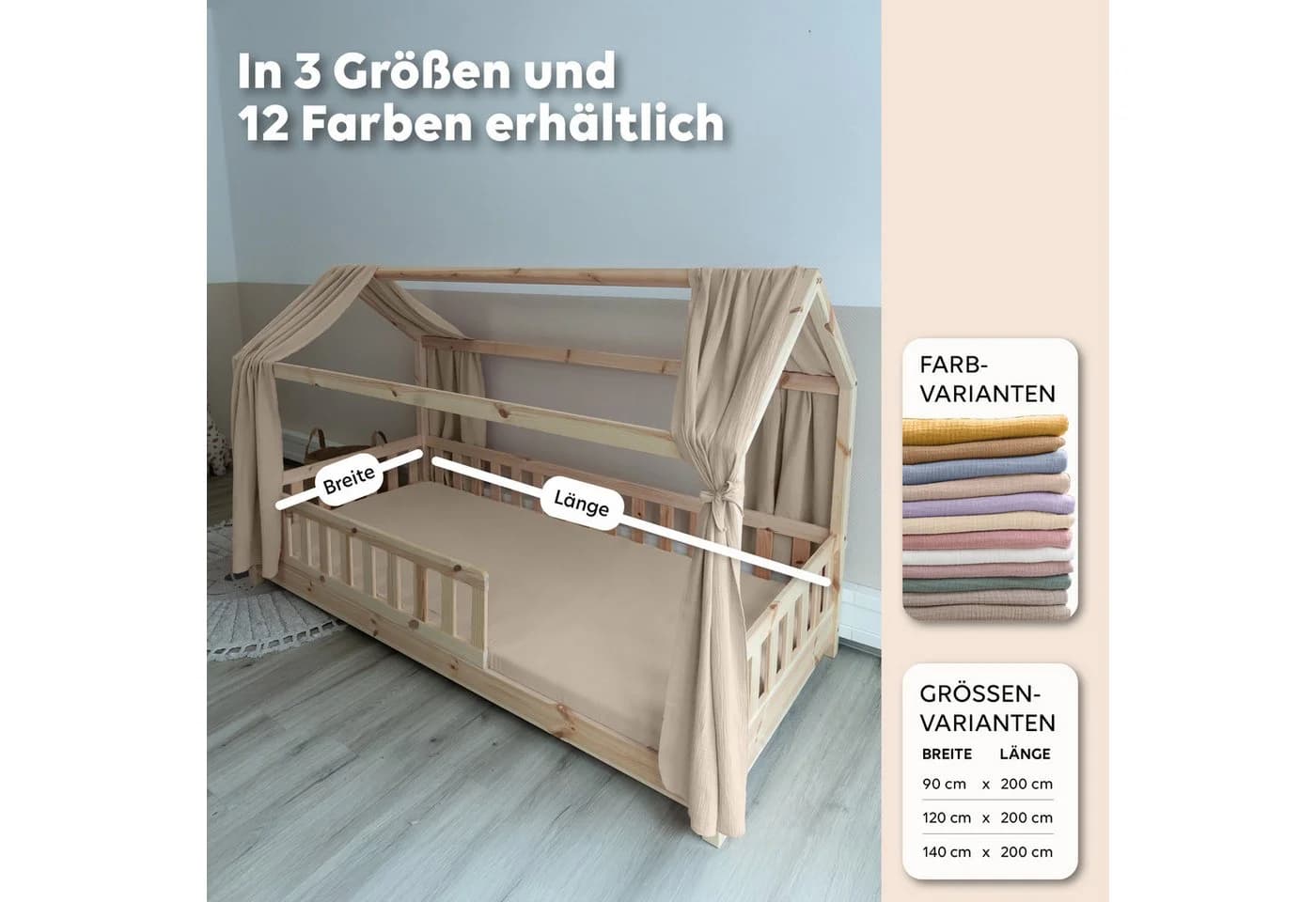 lilimaus Spannbettlaken Musselin Beige 100% Baumwolle - Bild 5