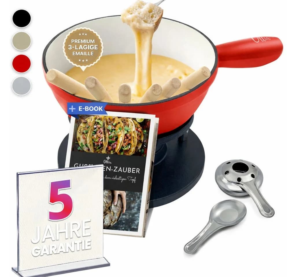 Ottia Gusseisen Fondue Set 10-tlg. für 2-6 Personen mit Rechaud - Bild 2