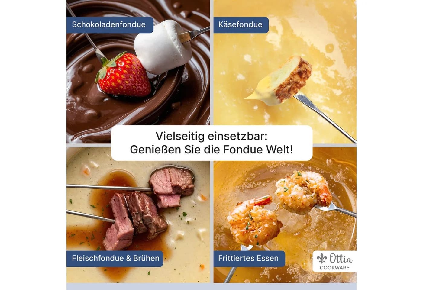 Ottia Gusseisen Fondue Set 10-tlg. für 2-6 Personen mit Rechaud - Bild 5