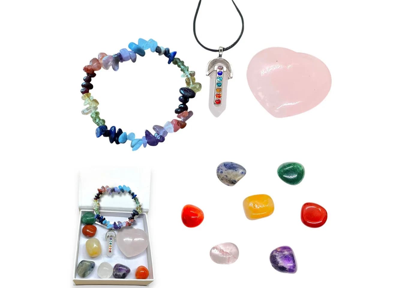 Steinfixx® Edelstein Chakra Set Selbstheilung mit Splitterarmband - Bild 2
