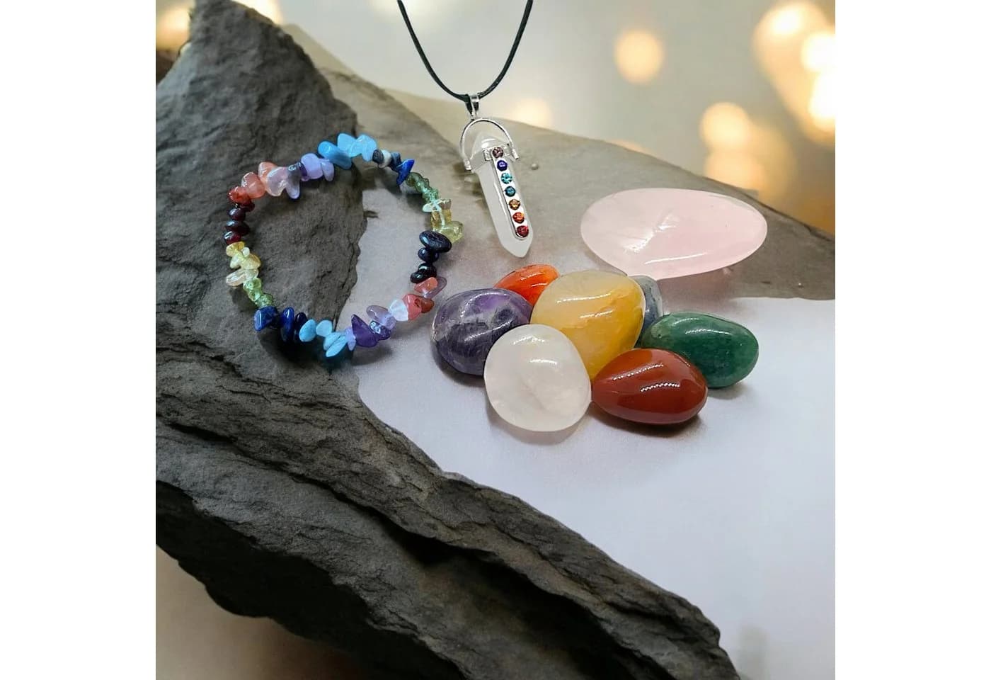 Steinfixx® Edelstein Chakra Set Selbstheilung mit Splitterarmband - Bild 4
