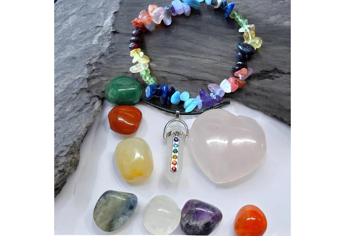 Steinfixx® Edelstein Chakra Set Selbstheilung mit Splitterarmband - Bild 5