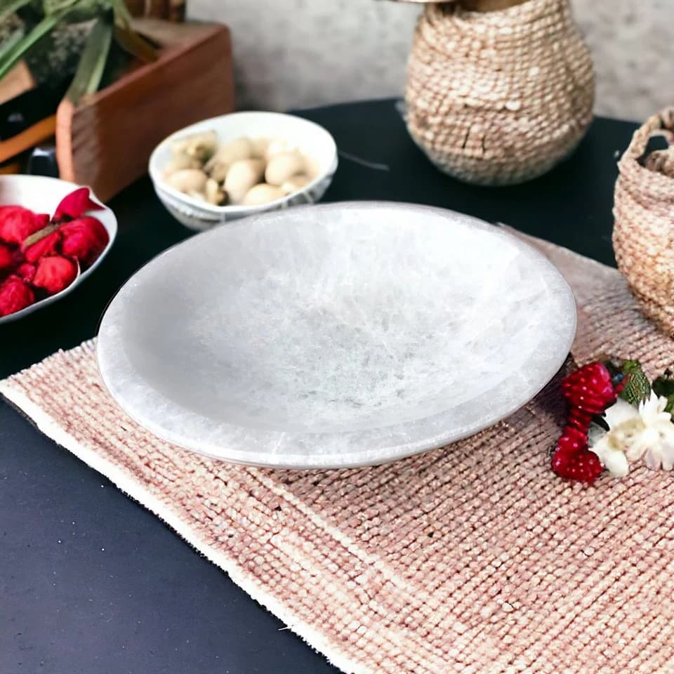 Steinfixx® Dekoschale Große Selenit Ladeschale Bowl Weiß - Bild 4