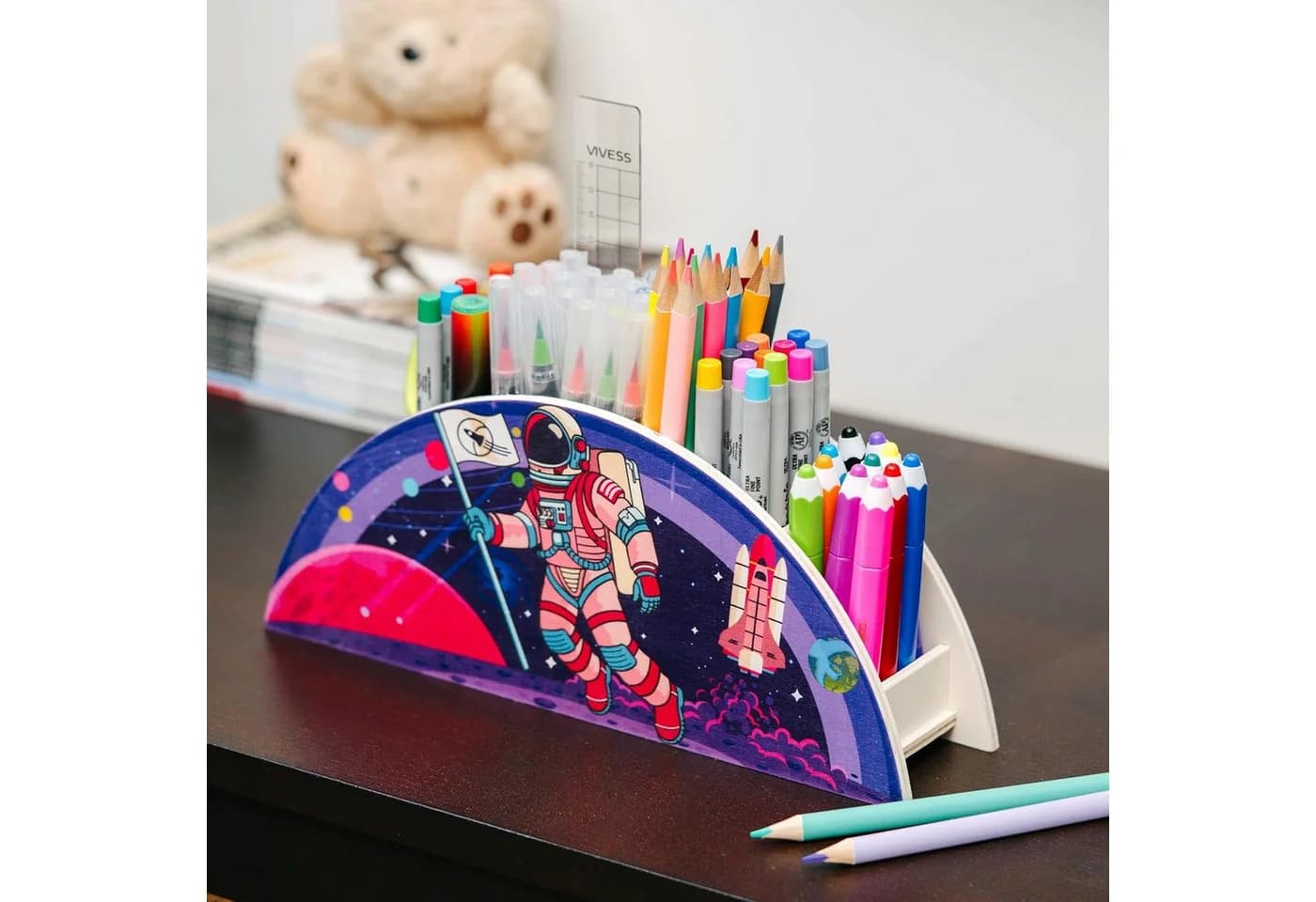 Wagoma Stiftehalter Kinder 5 Fächer Robust Holz