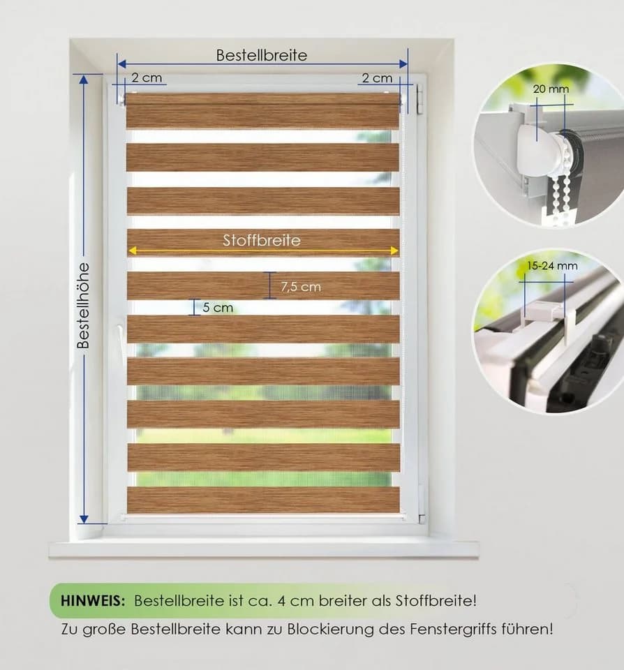 Rikmani Doppelrollo Klemmfix Braun Duo-Rollo - Bild 3