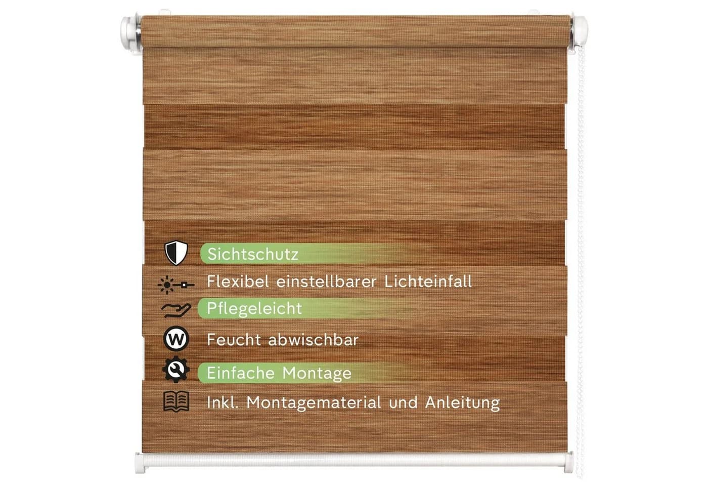 Rikmani Doppelrollo Klemmfix Braun Duo-Rollo - Bild 4