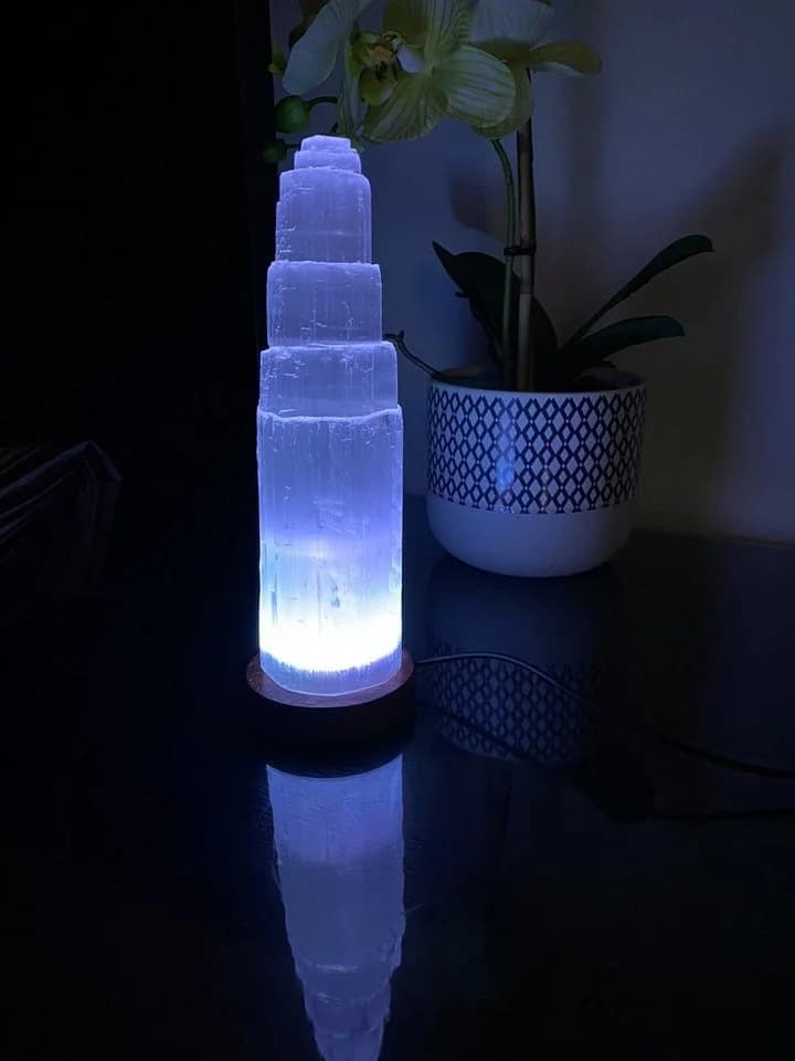 Landster LED Nachttischlampe Selenit Kristall Farbwechsel USB