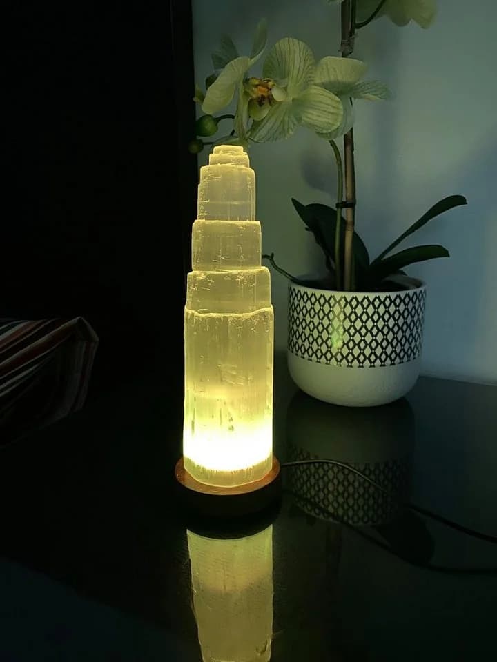 Landster LED Nachttischlampe Selenit Kristall Farbwechsel USB - Bild 3