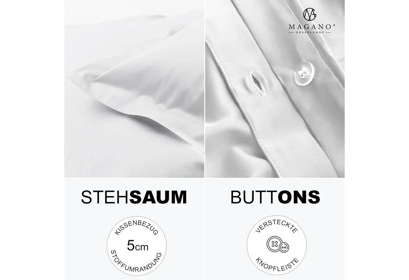 MAGANO Kissenbezug Bambus Baumwolle Satin Hypoallergen - Bild 5