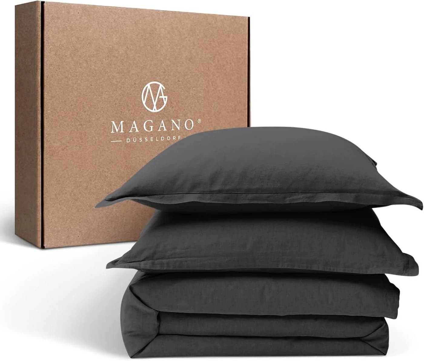 MAGANO Bettwäsche Set Grau Premiumqualität Hypoallergen Knitterarm - Bild 2