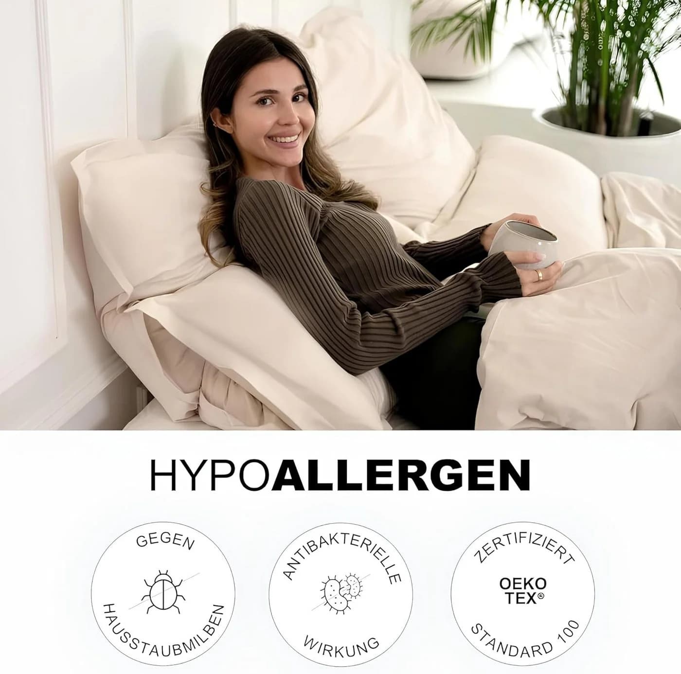 MAGANO Kissenbezug Premium Hypoallergen Ultra Weich Knitterarm - Bild 4