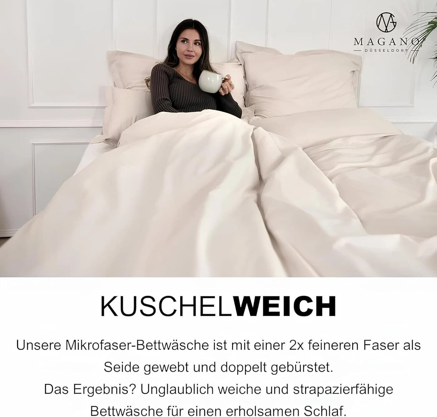 MAGANO Kissenbezug Premium Hypoallergen Ultra Weich Knitterarm - Bild 5