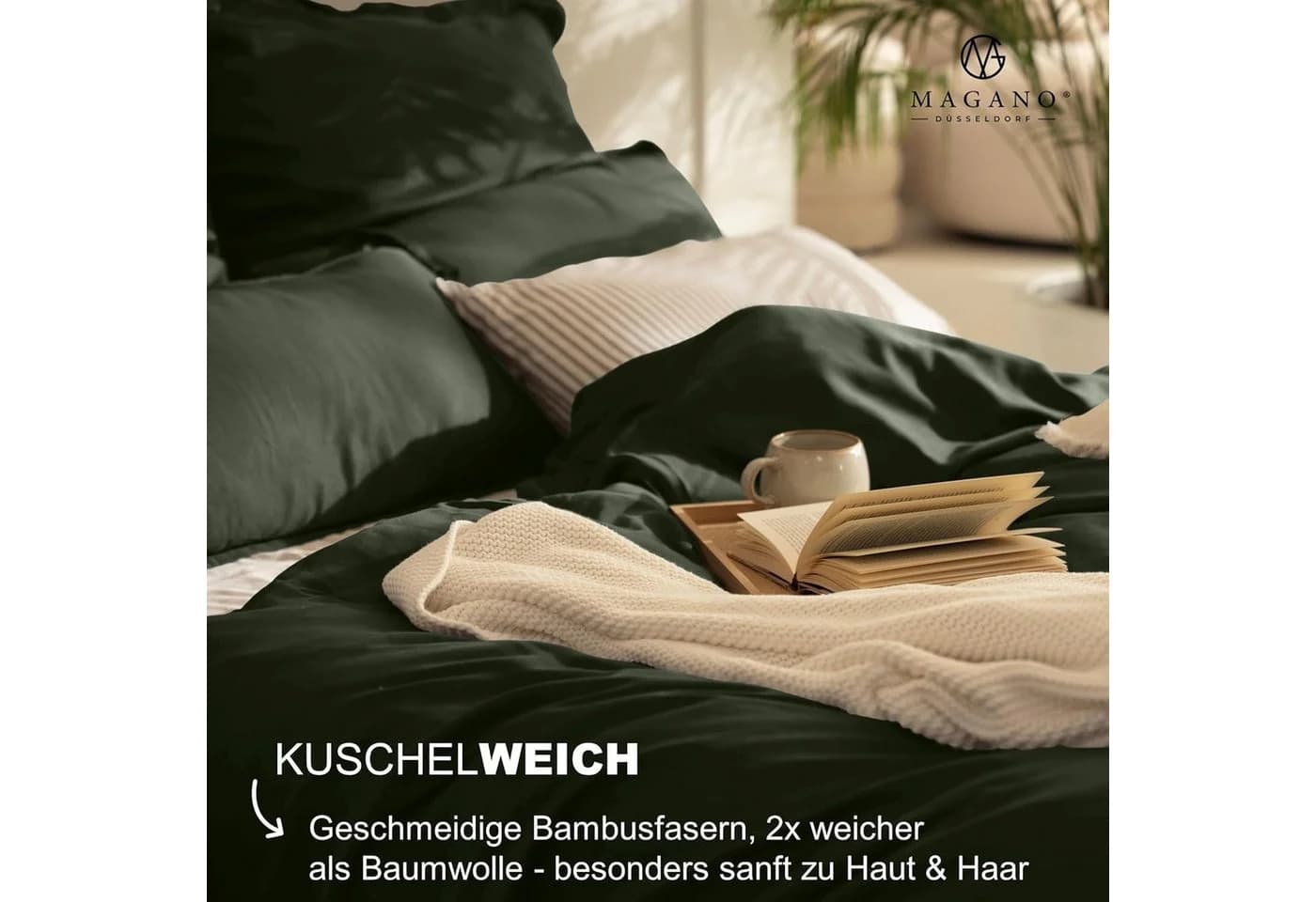 MAGANO Kissenbezug Bambus Baumwolle Satin Hypoallergen Thermoregulierend - Bild 3