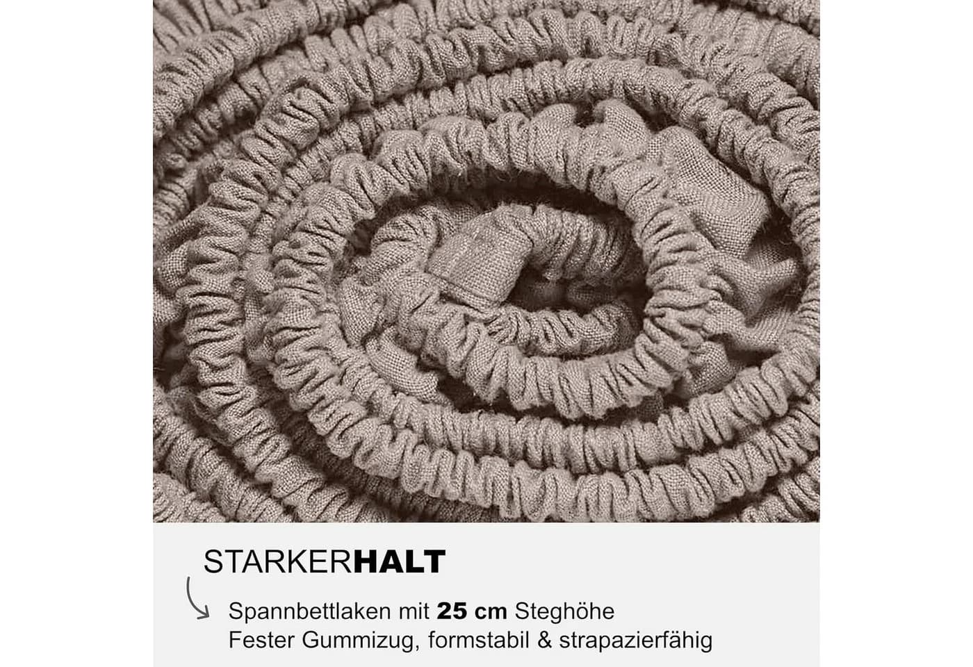 MAGANO Spannbettlaken Bambus & Baumwolle Satin Braun 400 TC - Bild 4