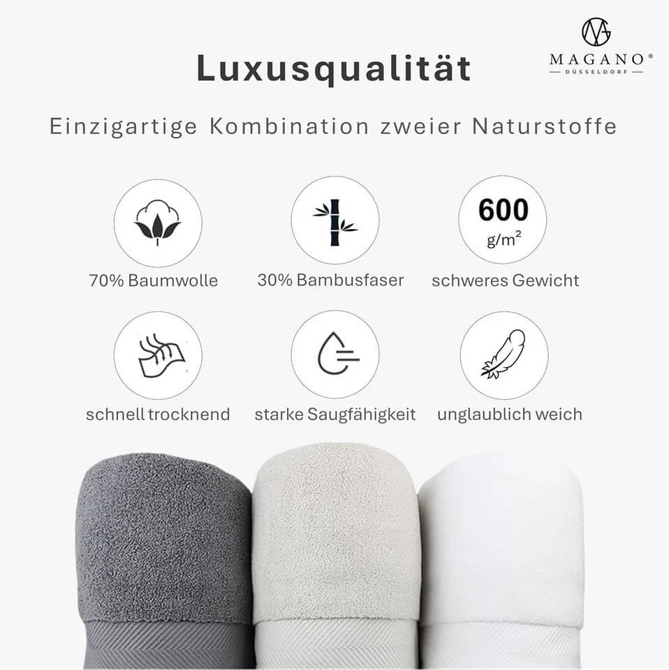 MAGANO Handtücher Set Bambus Baumwolle Luxusqualität 2-Stück 600g/m² - Bild 4