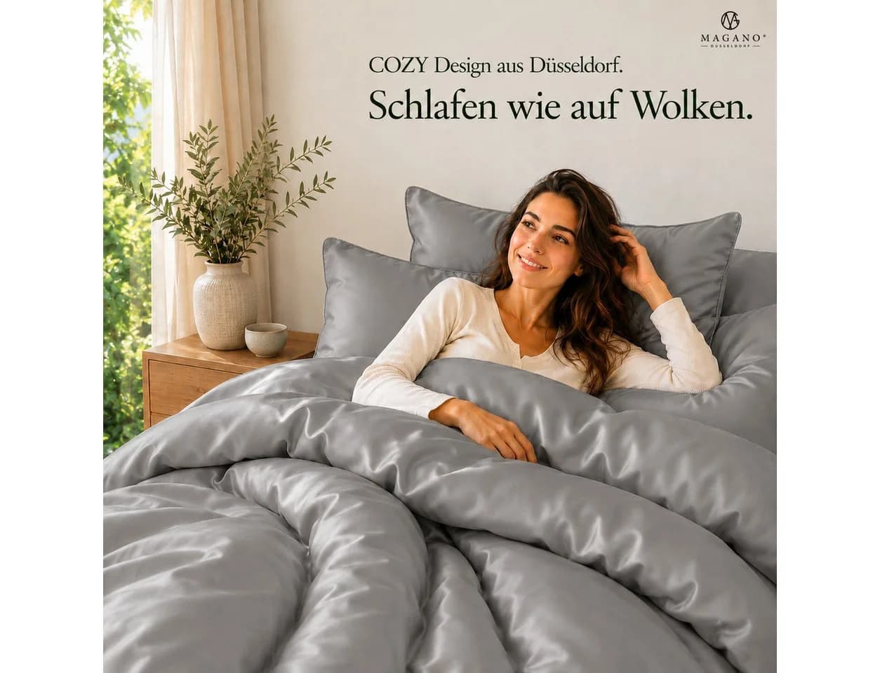 MAGANO Kissenbezug Grau 100% TENCEL™ Lyocell 400 TC
