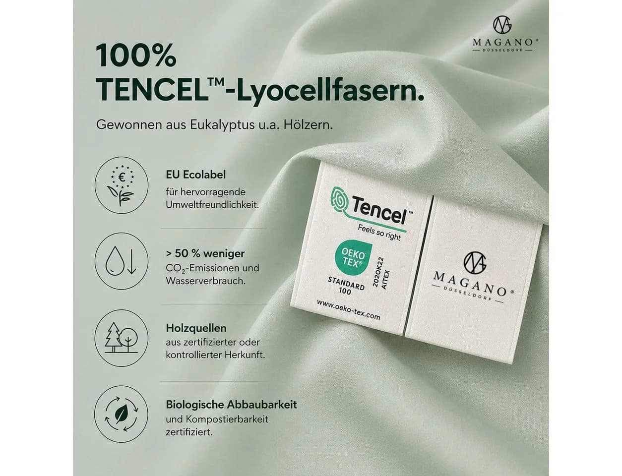 MAGANO Bettwäsche 100% TENCEL™ Lyocell 400 TC Grün - Bild 5