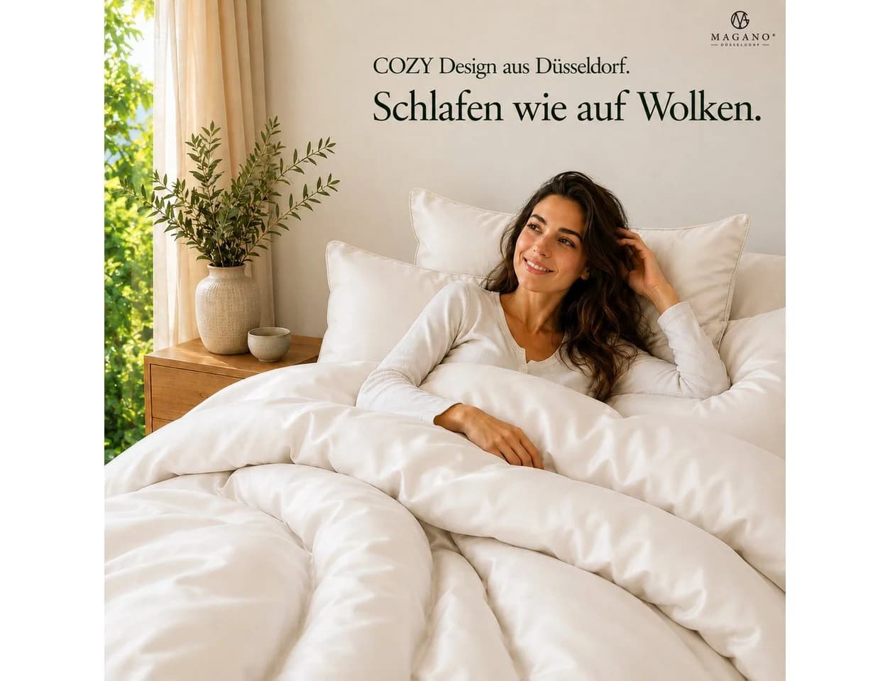 MAGANO Kissenbezug TENCEL™ Lyocell 400 TC Beige/Weiß