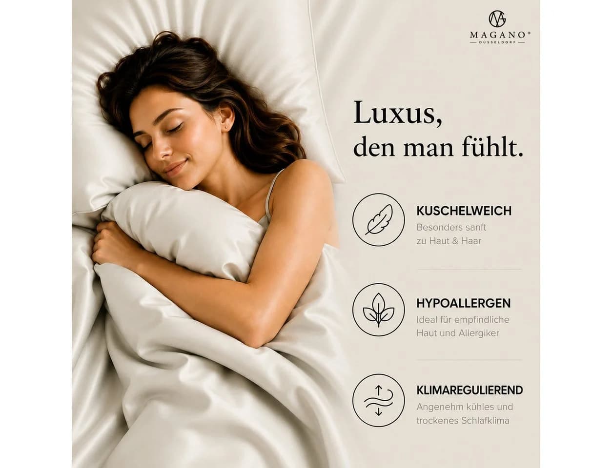 MAGANO Kissenbezug TENCEL™ Lyocell 400 TC Beige/Weiß - Bild 4